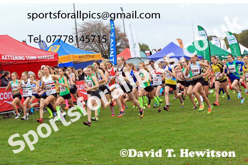 Girls Under-13s, 2022 National Cross Country Relays, Berry Hill Park, Mansfield.  Photo: David T. Hewitson/Sports for All Pics